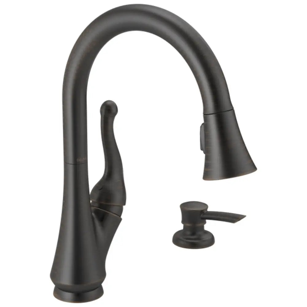 Delta Talbott Pull-Down Kitchen Faucet with Magnetic Docking Spray Head, Soap/Lotion Dispenser, and Optional Base Plate - Includes Lifetime Warranty