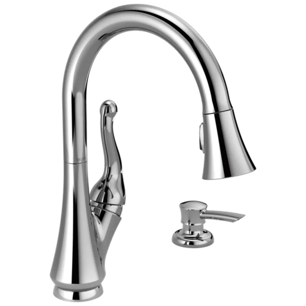 Delta Talbott Pull-Down Kitchen Faucet with Magnetic Docking Spray Head, Soap/Lotion Dispenser, and Optional Base Plate - Includes Lifetime Warranty