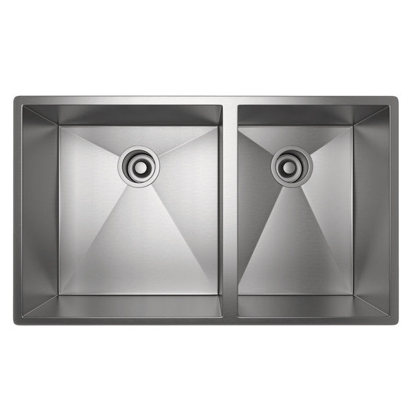 Rohl Forze RSS3118SB Double Bowl Undermount Stainless Steel Kitchen Sink