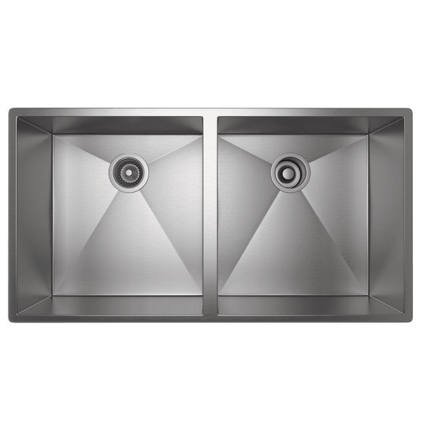 Rohl Forze RSS3518SB Double Bowl Undermount Stainless Steel Kitchen Sink