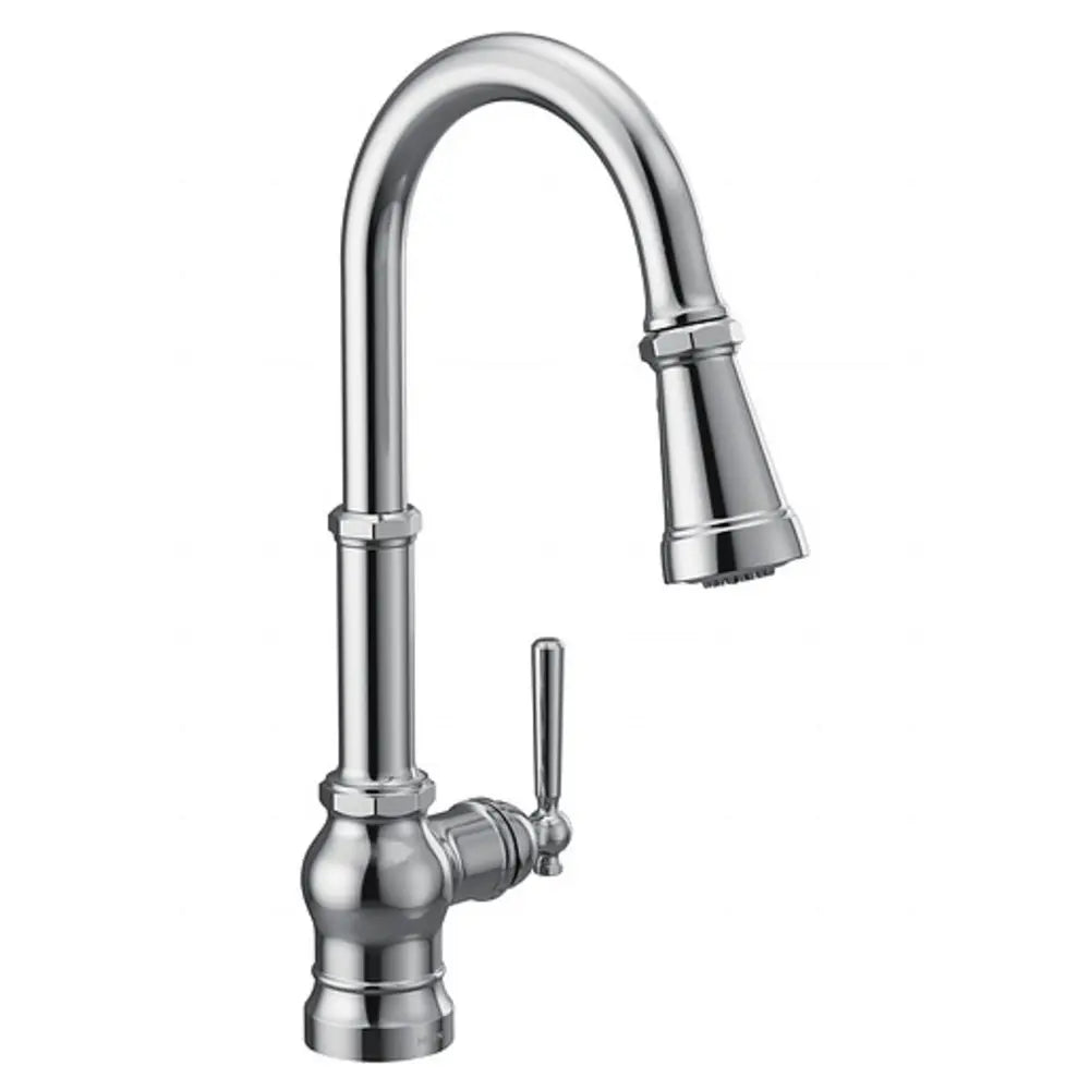 Moen Paterson 1.5 GPM Single Hole Pull Down Kitchen Faucet with Duralast Cartridge and Reflex, PowerBoost, and Duralock Technologies