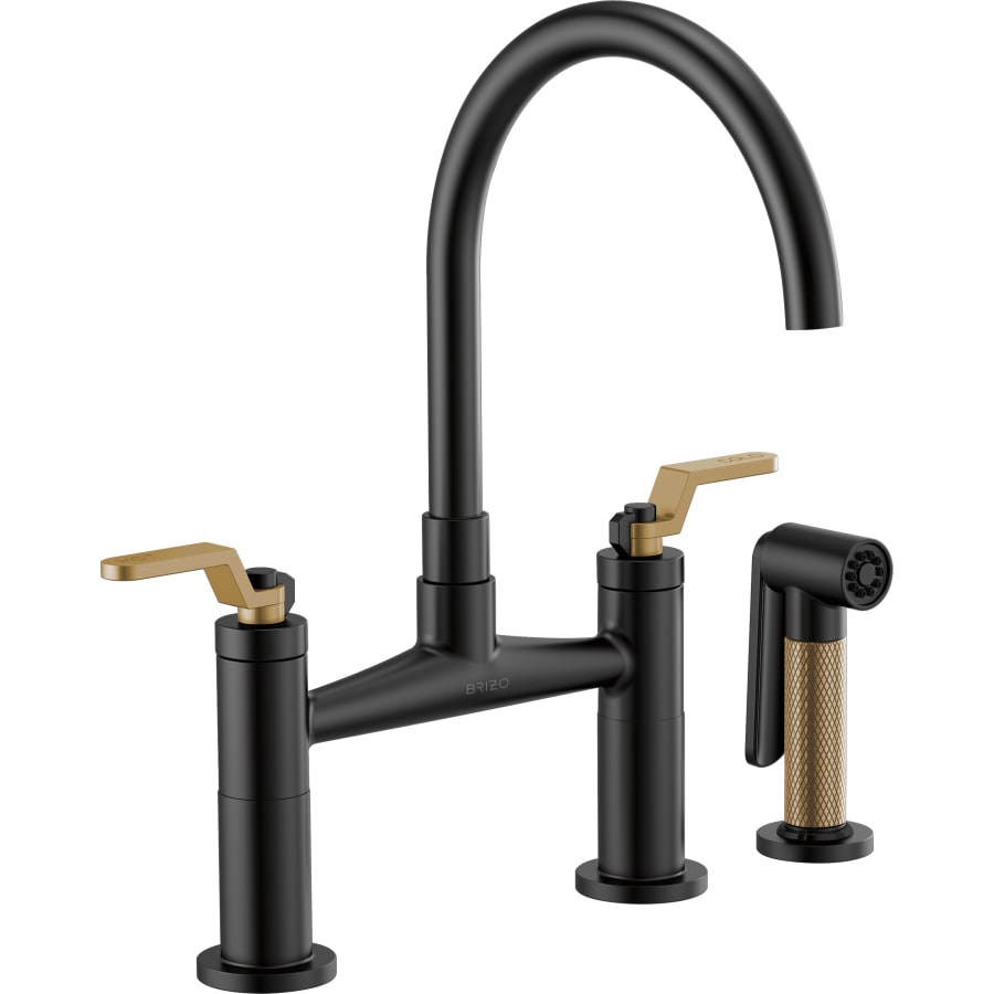 Brizo Litze Double Handle Arc Spout Bridge Kitchen Faucet with Industrial Handle - Limited Lifetime Warranty