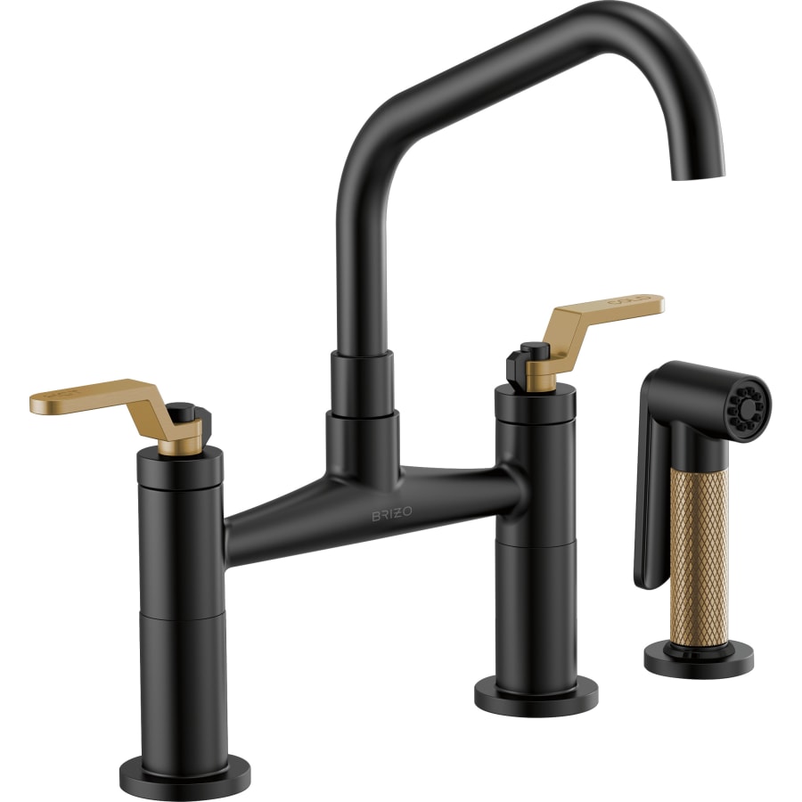 Brizo Litze Double Handle Angled Spout Bridge Kitchen Faucet with Industrial Handle - Limited Lifetime Warranty