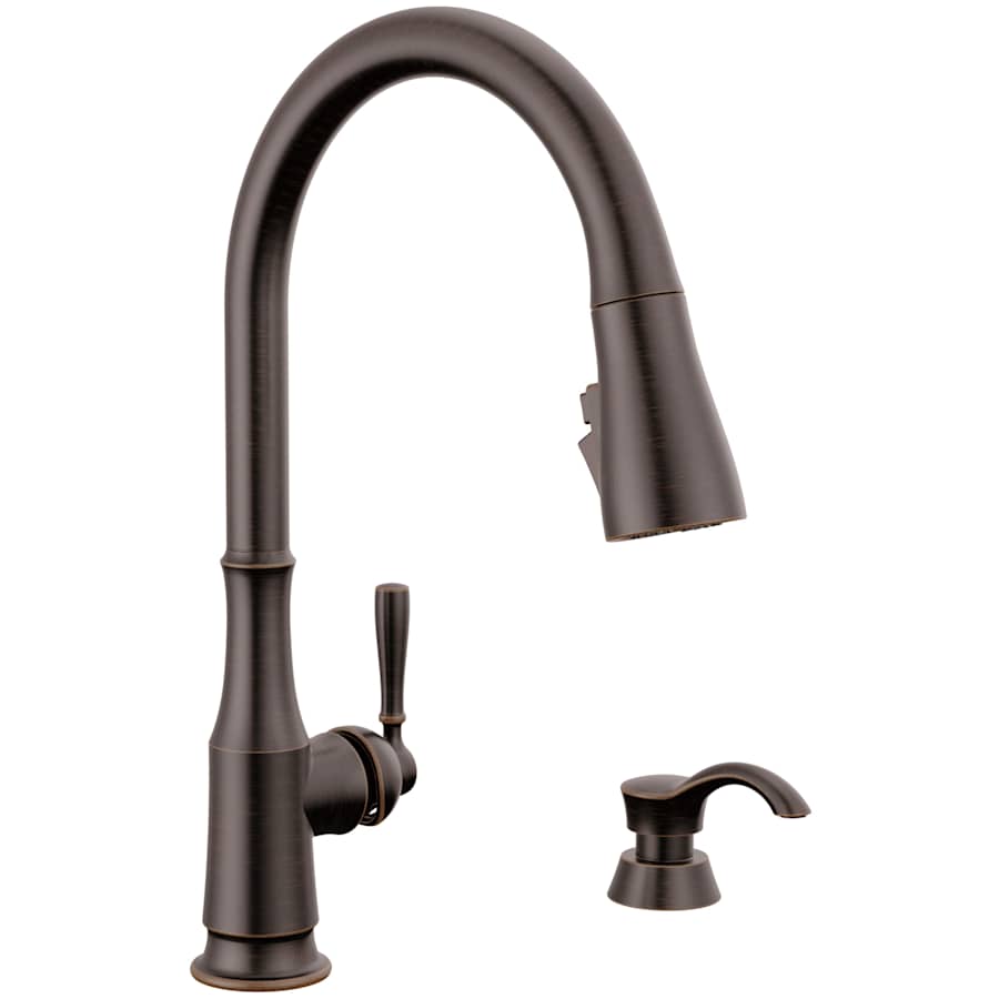 Delta Capertee 1.8 GPM Single Hole Pull Down Kitchen Faucet with MagnaTite, TouchClean and ShieldSpray Technologies - Includes Escutcheon and Soap Dispenser