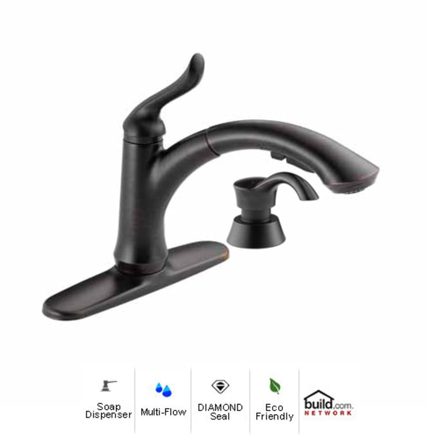 Delta Linden Pull-Out Kitchen Faucet with Temporary Flow Increase and Soap/Lotion Dispenser - Includes Lifetime Warranty
