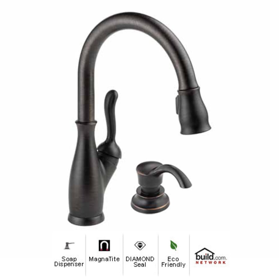 Delta Leland Pull-Down Kitchen Faucet with Magnetic Docking Spray Head and Soap/Lotion Dispenser - Includes Lifetime Warranty