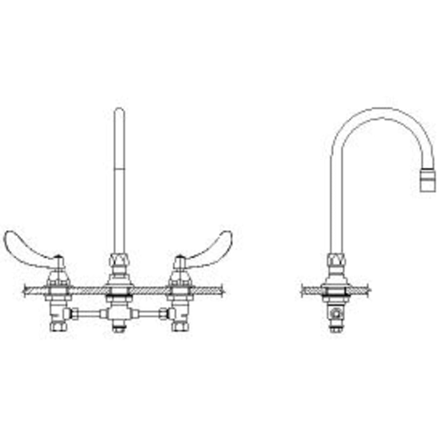 Delta Double Handle 1.5GPM Ceramic Disc Below Deck mount Kitchen Faucet with Blade Handles Gooseneck Spout and Vandal Resistant Aerator from the Commercial Series
