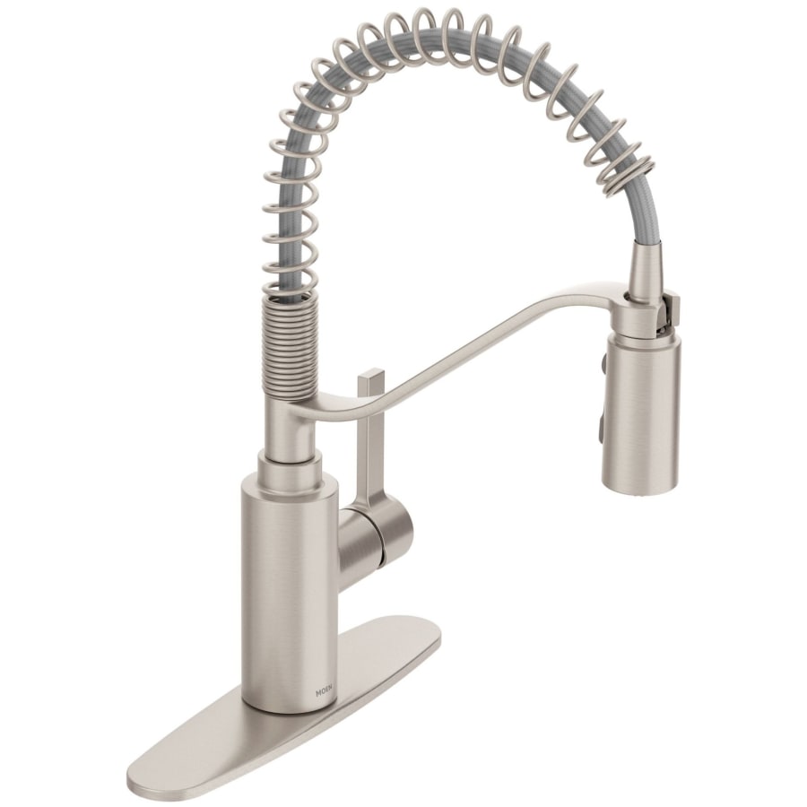 Moen Genta LX 1.5 GPM Single Hole Pre-Rinse Pull Down Kitchen Faucet with Duralock, Duralast, and PowerBoost Technologies - Includes Escutcheon