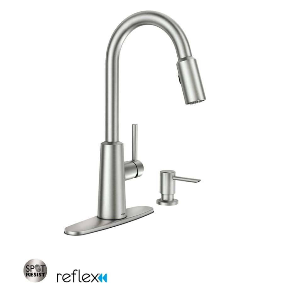 Moen Nori Pullout Spray High-Arc Kitchen Faucet with Soap Dispenser and Reflex Technology