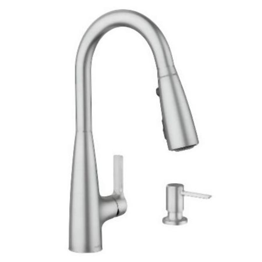Moen Haelyn 1.5 GPM Single Hole Pull Down Kitchen Faucet with ColorCue Temperature Indicator - Includes Soap Dispenser and Escutcheon