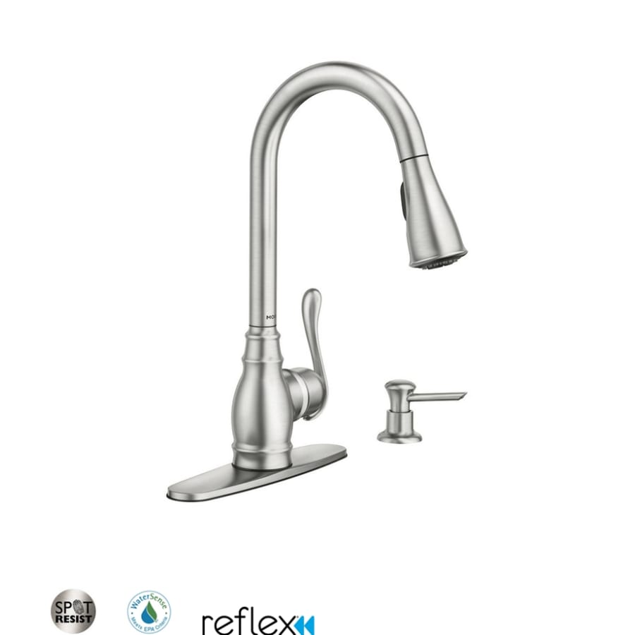 Moen Anabelle Single Handle Kitchen Faucet with Pulldown Spray and Soap Dispenser