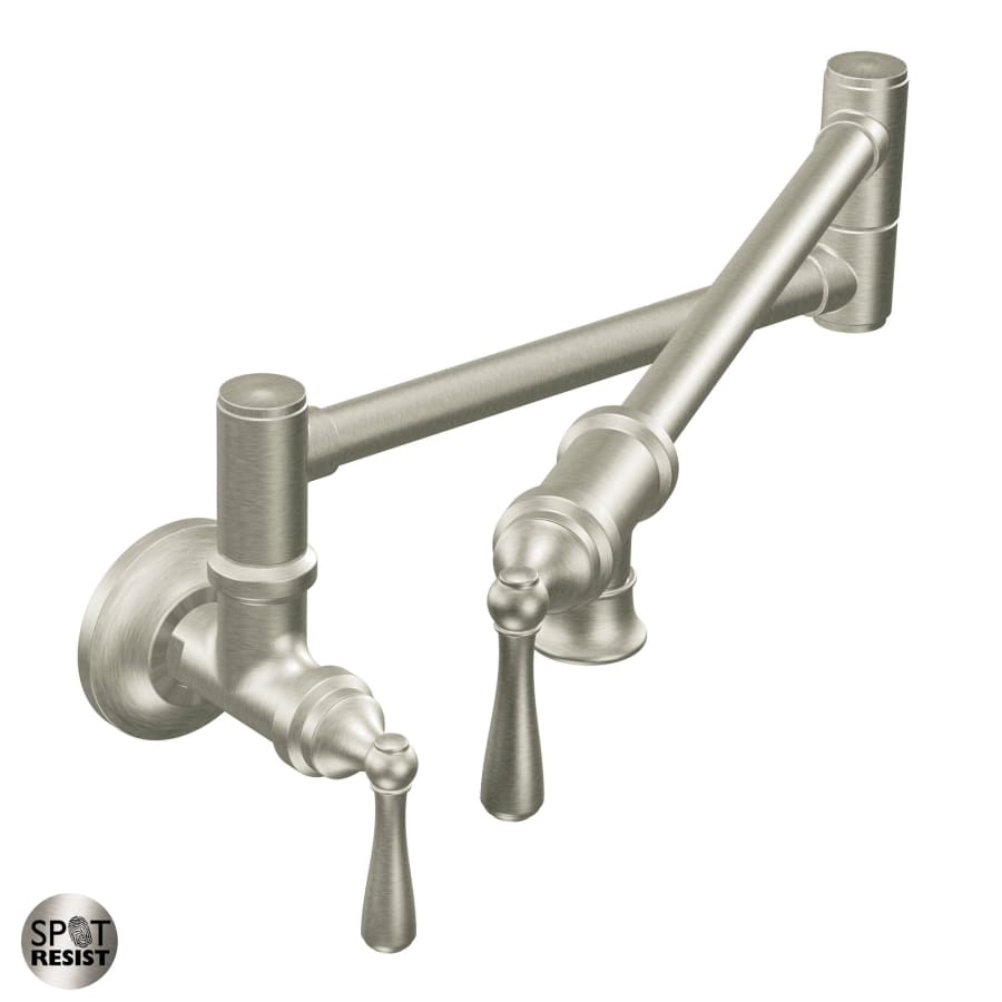 Moen Traditional Pot Filler Double Handle Wall Mount Kitchen Pot Filler