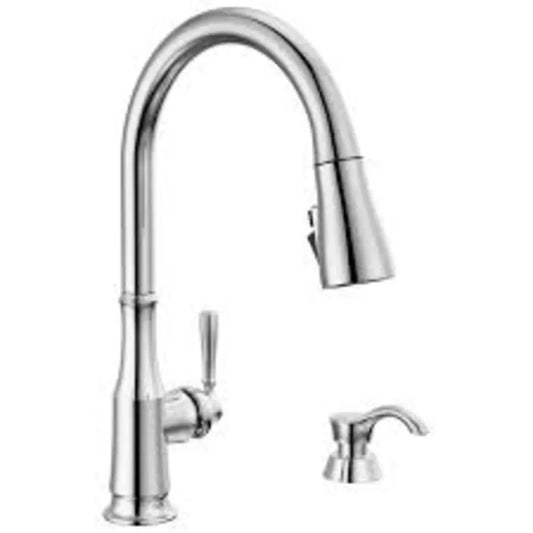 Delta Capertee 1.8 GPM Single Hole Pull Down Kitchen Faucet with MagnaTite, TouchClean and ShieldSpray Technologies - Includes Escutcheon and Soap Dispenser