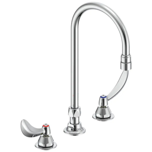 Delta Double Handle 1.5GPM Ceramic Disc Below Deckmount Kitchen Faucet with Blade Handles 12" Gooseneck Spout and Antimicrobial by AgION from the Commercial Series
