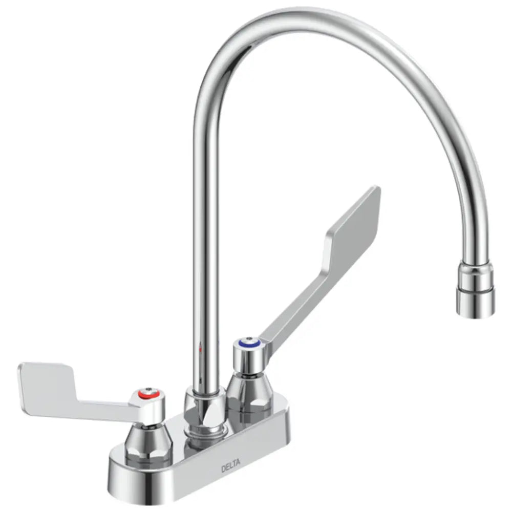 Delta Commercial Double Handle Centerset Kitchen Faucet with Metal Lever Handles