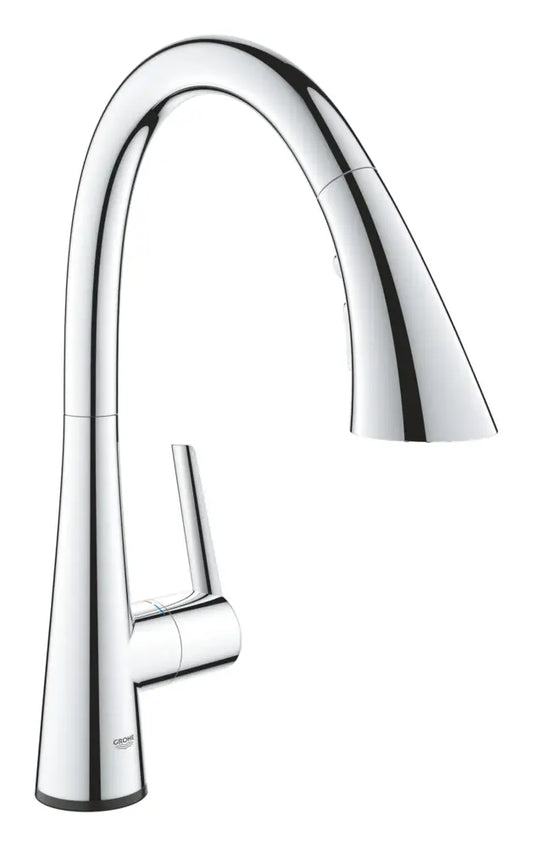 Grohe Zedra Pull-Down Kitchen Faucet and Foot Control Adapter Kit Combo with 3-Function Toggle Sprayer