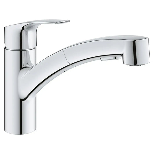 Grohe Elberon Single Handle Single Hole Pull-Down Kitchen Faucet with SilkMove Cartridge & Locking Dual Spray Control - Includes Escutcheon Plate