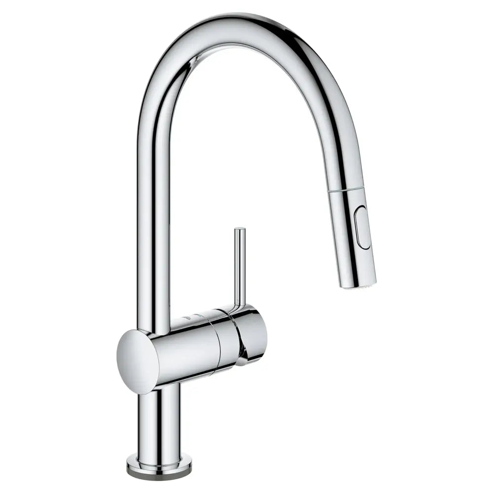 Grohe Minta Pull-Down Kitchen Faucet and Foot Control Adapter Kit Combo with 2-Function Push and Lock Sprayer