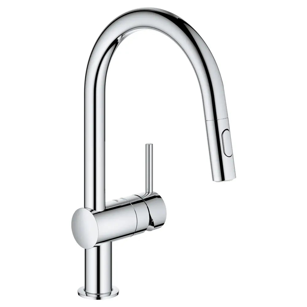 Grohe Minta Pull-Down Kitchen Faucet and Foot Control Adapter Kit Combo with 2-Function Push and Lock Sprayer