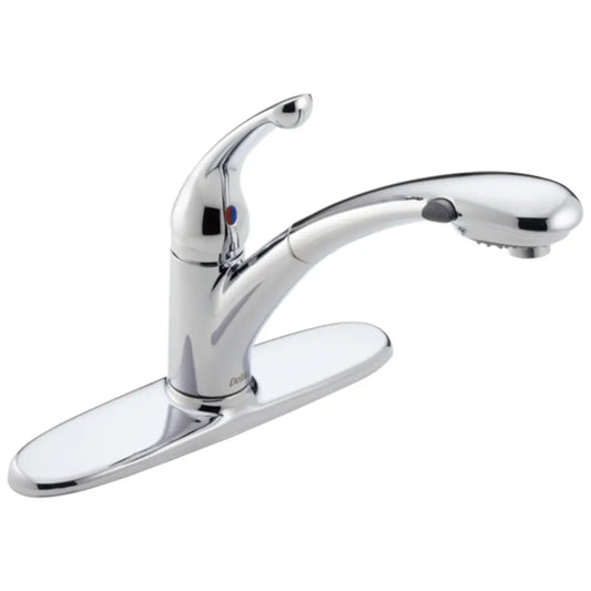 Delta Signature Pull-Out Kitchen Faucet with Soap/Lotion Dispenser - Water Efficient - Includes Lifetime Warranty