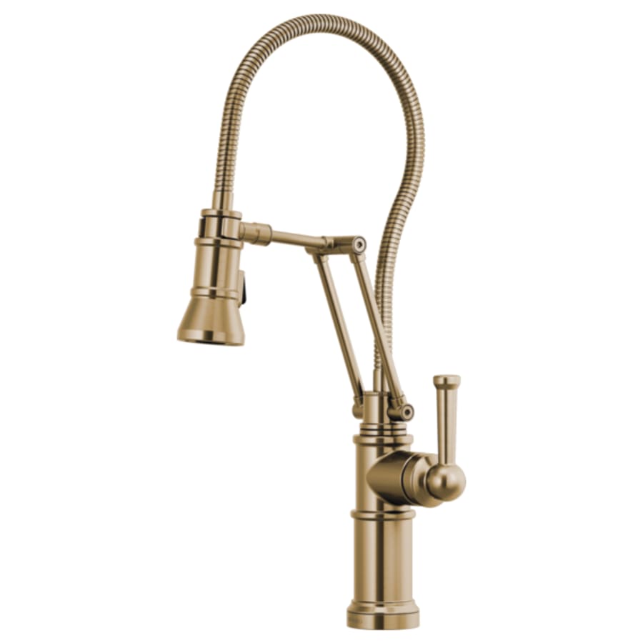 Brizo Artesso 1.8 GPM Pre-Rinse Pull-Down Kitchen Faucet with Dual Jointed Articulating Arm, Magnetic Docking Spray Head and Metal Finished Hose
