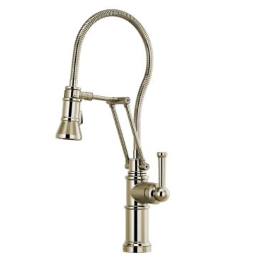Brizo Artesso 1.8 GPM Pre-Rinse Pull-Down Kitchen Faucet with Dual Jointed Articulating Arm, Magnetic Docking Spray Head and Metal Finished Hose