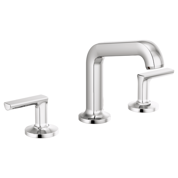 Brizo Kintsu 1.5 GPM Widespread Bathroom Faucet with Angled Spout - Less Pop-Up Drain and Handles