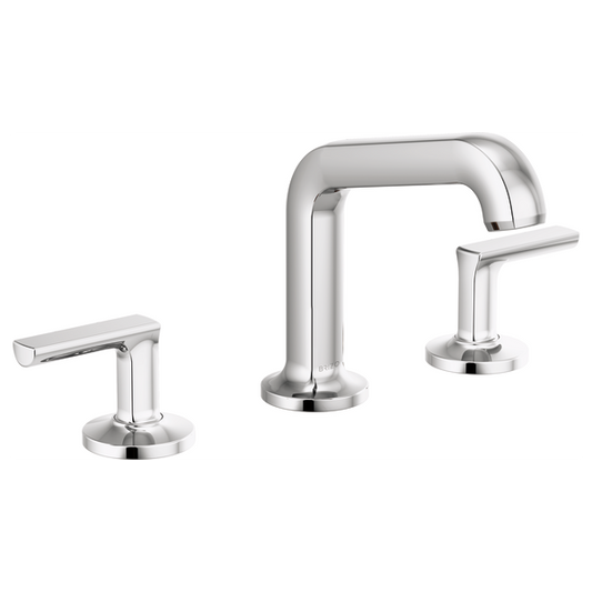 Brizo Kintsu 1.5 GPM Widespread Bathroom Faucet with Angled Spout - Less Pop-Up Drain and Handles