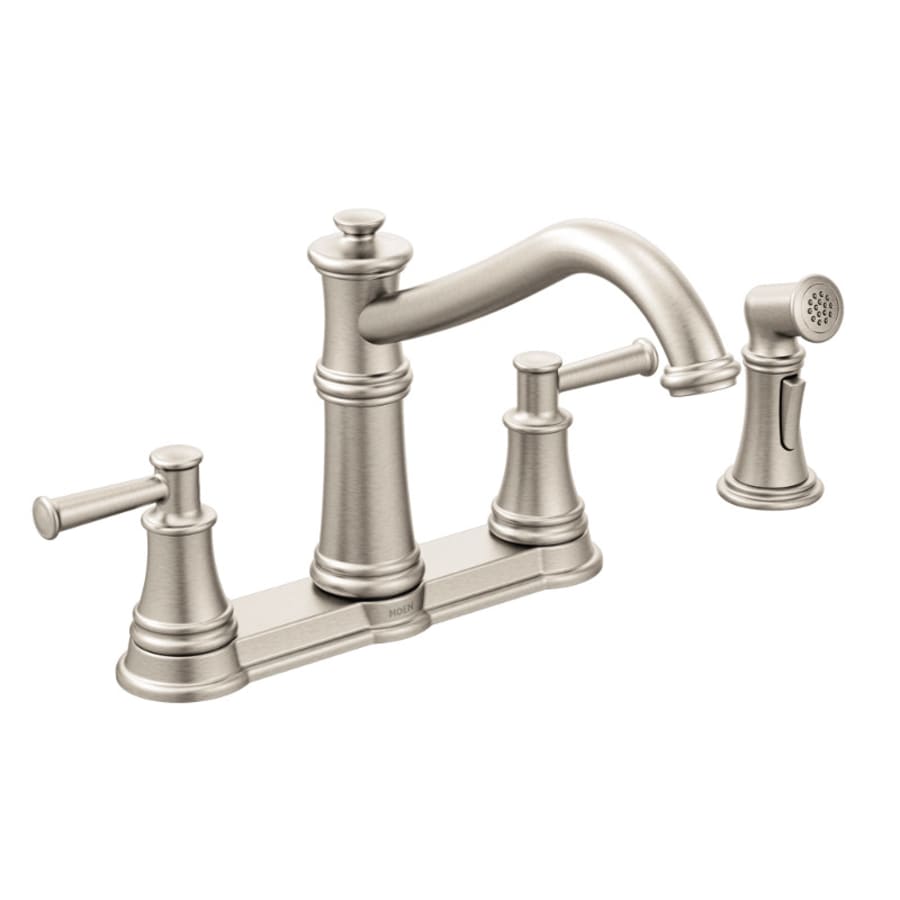 Moen Belfield 1.5 GPM High-Arc Double Handle Kitchen Faucet with Side Spray