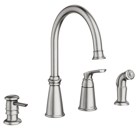 Moen Whitmore Single Handle High Arch Kitchen Faucet With Side Spray and Soap Dispenser