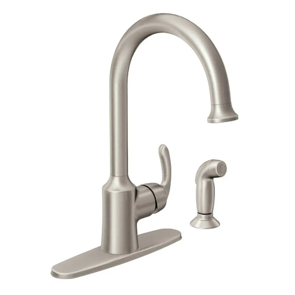 Moen Bayhill High Arc Kitchen Faucet with Side Spray and Metal Lever Handle