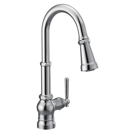 Moen Paterson 1.5 GPM Single Hole Pull Down Kitchen Faucet with Duralast Cartridge and Reflex, PowerBoost, and Duralock Technologies