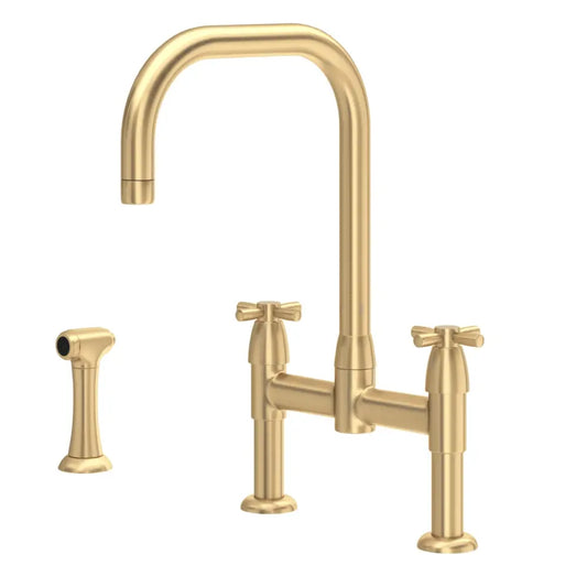 Rohl Holborn 1.8 GPM Bridge U-Spout Kitchen Faucet with Cross Handles - Includes Side Spray