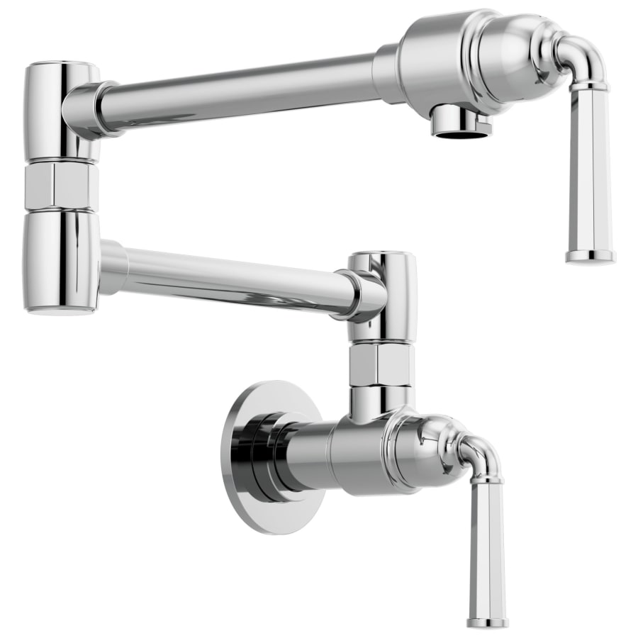Brizo Rook 4 GPM Wall Mounted Double Handle Pot Filler Faucet with Brass Handles