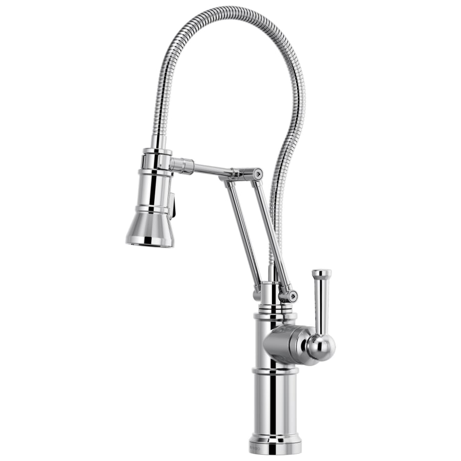 Brizo Artesso 1.8 GPM Pre-Rinse Pull-Down Kitchen Faucet with Dual Jointed Articulating Arm, Magnetic Docking Spray Head and Metal Finished Hose
