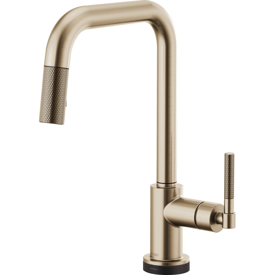 Brizo Litze Single Handle Square Arc SmartTouch Pull Down Kitchen Faucet with Knurled Handle and On/Off Touch Activation - Limited Lifetime Warranty (5 Year on Electronic Parts)
