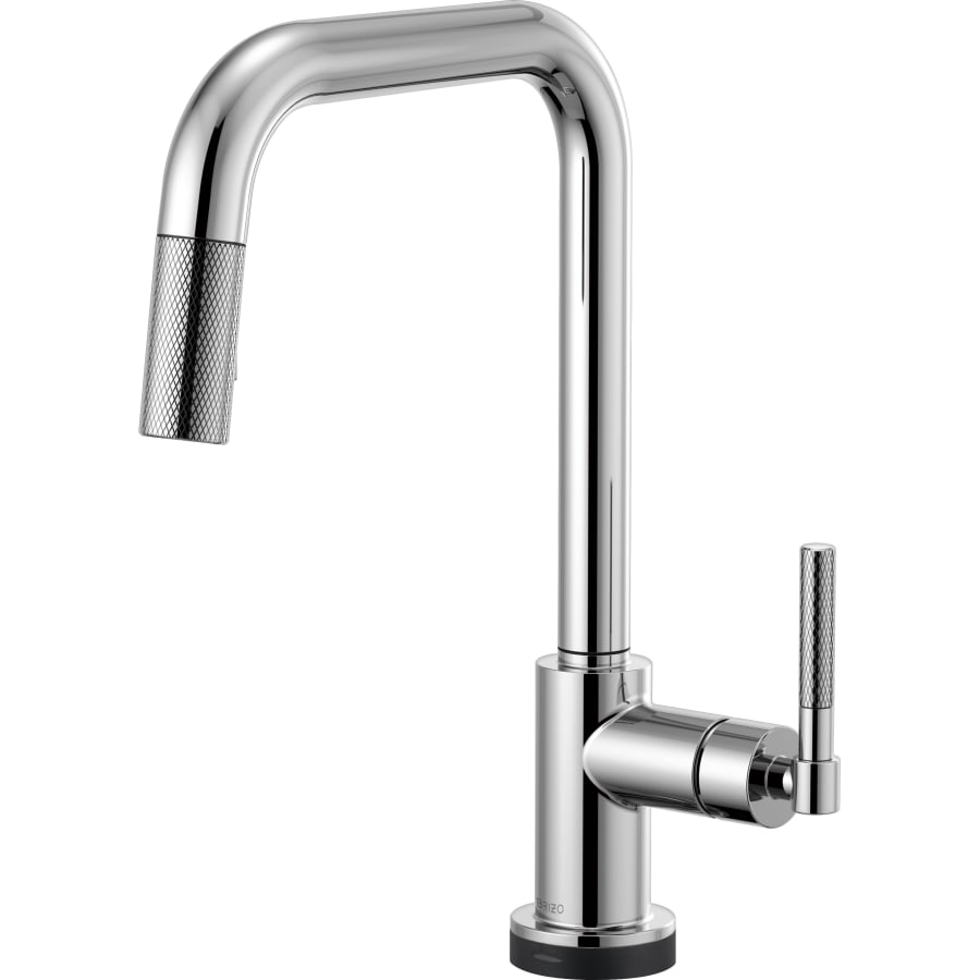 Brizo Litze Single Handle Square Arc SmartTouch Pull Down Kitchen Faucet with Knurled Handle and On/Off Touch Activation - Limited Lifetime Warranty (5 Year on Electronic Parts)