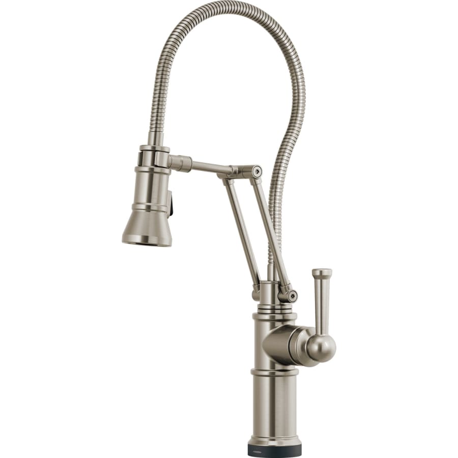 Brizo Artesso 1.8 GPM Pre-Rinse Pull-Down Kitchen Faucet with Dual Jointed Articulating Arm, Magnetic Docking Spray Head, On/Off Touch Activation and Metal Finished Hose
