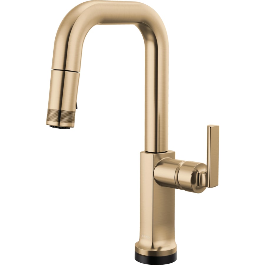 Brizo Kintsu 1.8 GPM Single Hole Pull Down Prep/Bar Faucet with On/Off Touch Activation and Square Spout - Less Handle