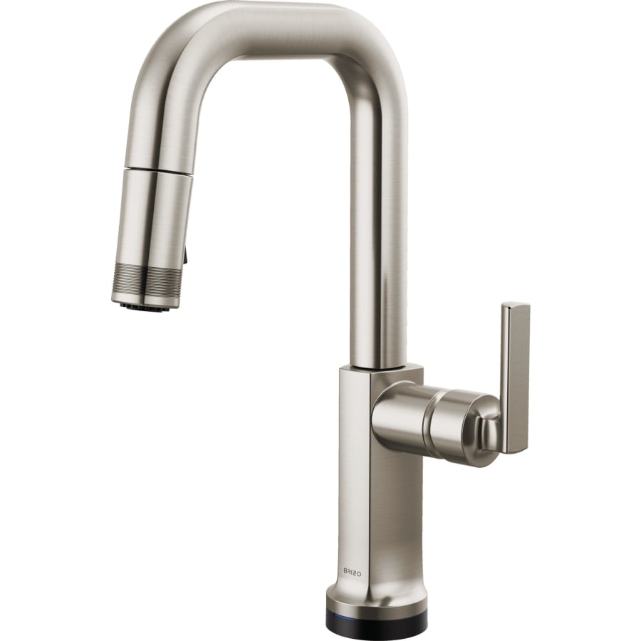 Brizo Kintsu 1.8 GPM Single Hole Pull Down Prep/Bar Faucet with On/Off Touch Activation and Square Spout - Less Handle