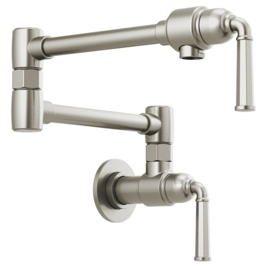 Brizo Rook 4 GPM Wall Mounted Double Handle Pot Filler Faucet with Brass Handles