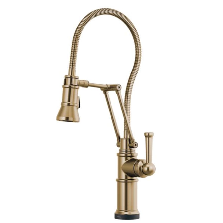 Brizo Artesso 1.8 GPM Pre-Rinse Pull-Down Kitchen Faucet with Dual Jointed Articulating Arm, Magnetic Docking Spray Head, On/Off Touch Activation and Metal Finished Hose