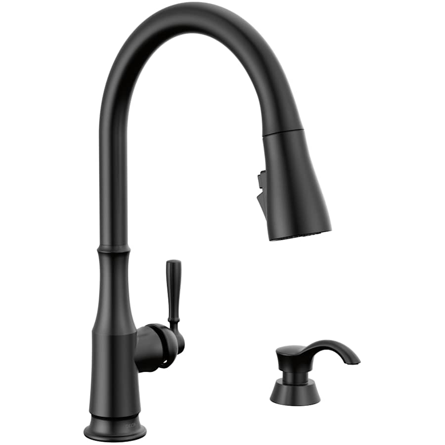 Delta Capertee 1.8 GPM Single Hole Pull Down Kitchen Faucet with MagnaTite, TouchClean and ShieldSpray Technologies - Includes Escutcheon and Soap Dispenser