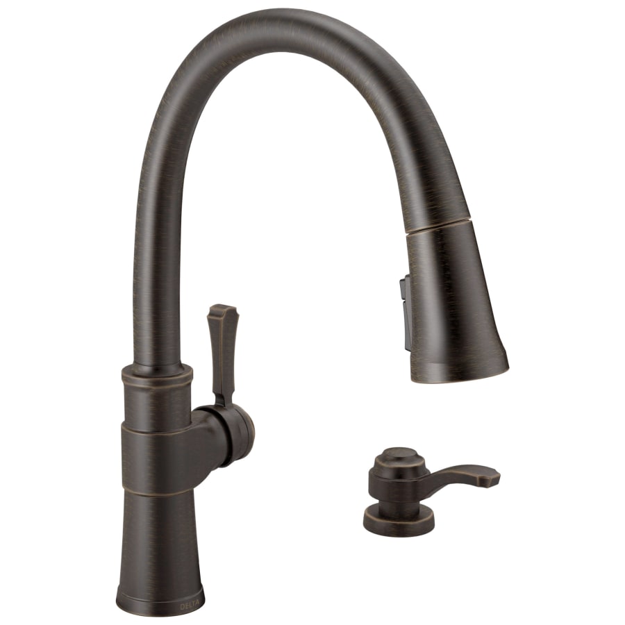 Delta Spargo 1.8 GPM Single Hole Pull Down Kitchen Faucet - Includes Soap Dispenser and Escutcheon