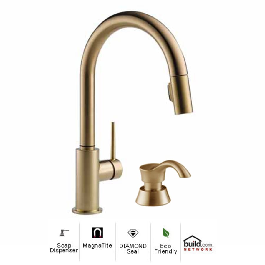 Delta Trinsic Pull-Down Kitchen Faucet with Magnetic Docking Spray Head and Soap/Lotion Dispenser - Includes Lifetime Warranty