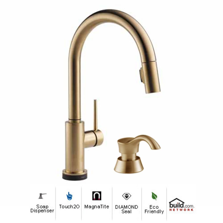 Delta Trinsic Pull-Down Kitchen Faucet with On/Off Touch Activation, Magnetic Docking Spray Head, and Soap/Lotion Dispenser - Includes Lifetime Warranty (5 Year on Electronic Parts)
