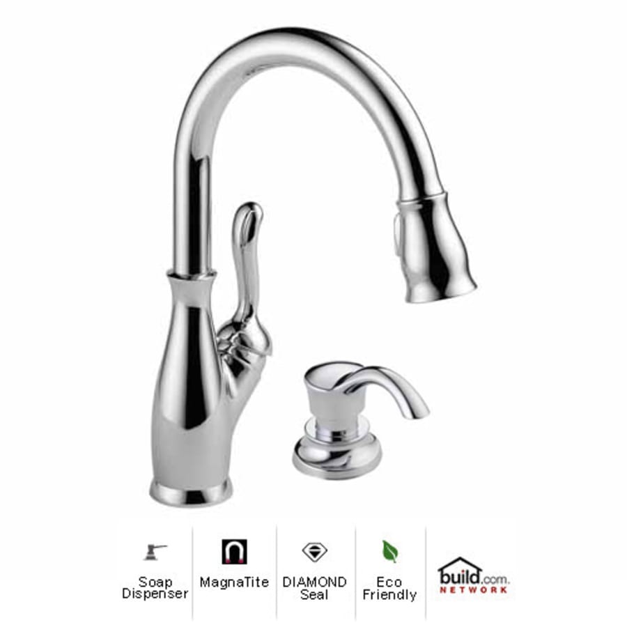 Delta Leland Pull-Down Kitchen Faucet with Magnetic Docking Spray Head and Soap/Lotion Dispenser - Includes Lifetime Warranty