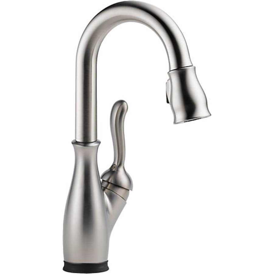 Delta Leland Deck Mounted Single Handle Pull-Down Bar Faucet with Touch Clean, Touch2O, MagnaTite Docking, and Diamond Seal Technology