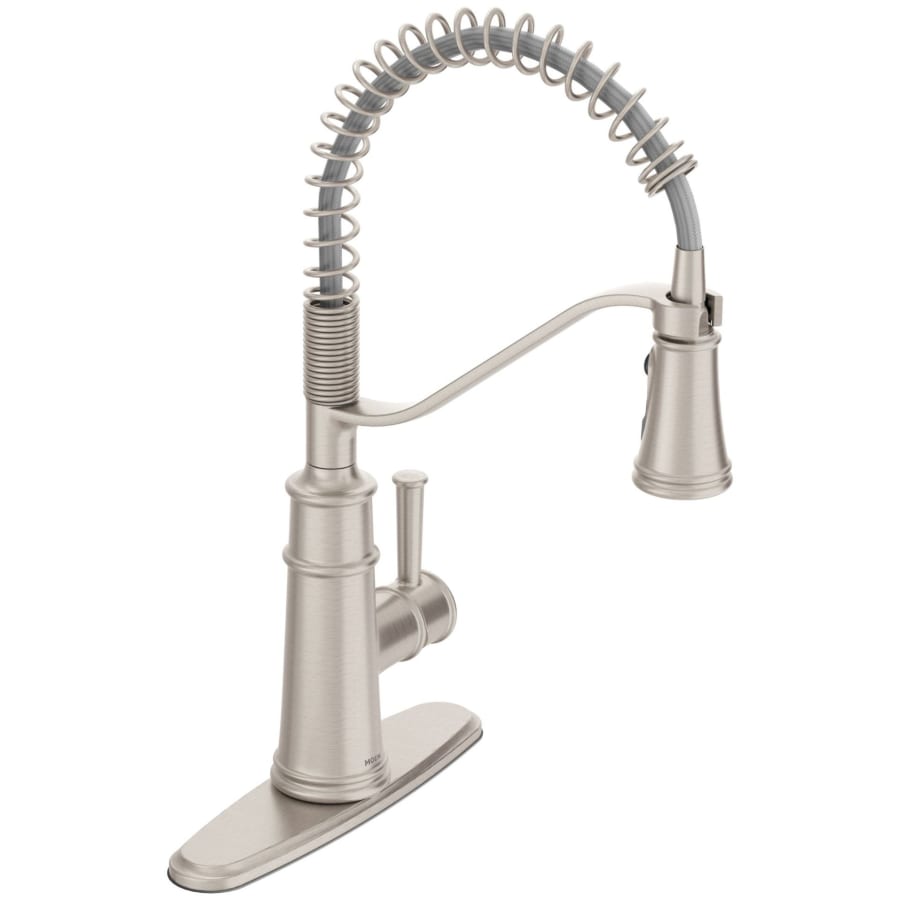 Moen Belfield 1.5 GPM Single Hole Pre-Rinse Pull Down Kitchen Faucet with Duralock, Duralast, and PowerBoost Technologies - Includes Escutcheon