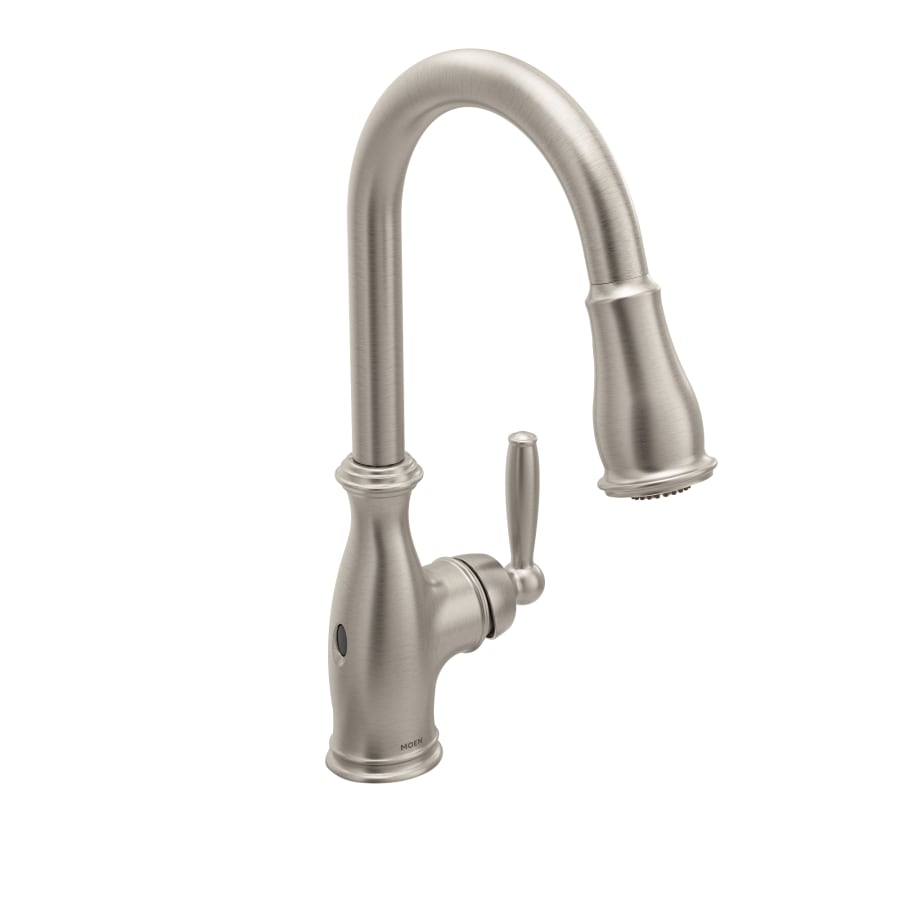 Moen Brantford 1.5 GPM Single Hole Pull Down Kitchen Faucet with Duralast, Duralock, MotionSense, PowerClean, and Reflex Technology - Includes Escutcheon